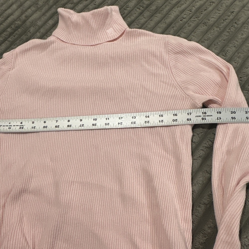 Vintage Womens Lauren Ralph Lauren Pink Ribbed Long Sleeve Turtleneck Sweater M - Picture 7 of 9